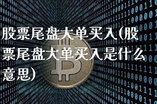 股票尾盘大单买入(股票尾盘大单买入是什么意思)_https://www.cangshenghg.com_财经新闻_第1张