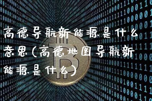 高德导航新能源是什么意思(高德地图导航新能源是什么)_https://www.cangshenghg.com_北交所_第1张