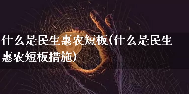 什么是民生惠农短板(什么是民生惠农短板措施)_https://www.cangshenghg.com_财经新闻_第1张