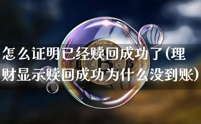怎么证明已经赎回成功了(理财显示赎回成功为什么没到账)_https://www.cangshenghg.com_科创板_第1张